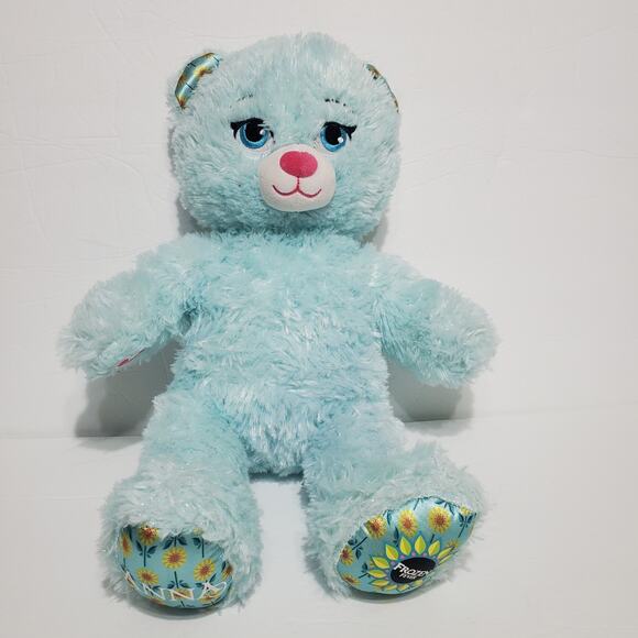 Build a Bear Workshop BABW Frozen Fever Anna Blue Sparkly Teddy Bear Plush Dress - Picture 1 of 11